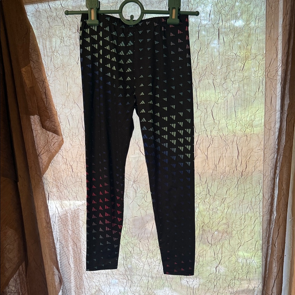 Adidas Girls Black Multicolor Pattern Leggings Size 6